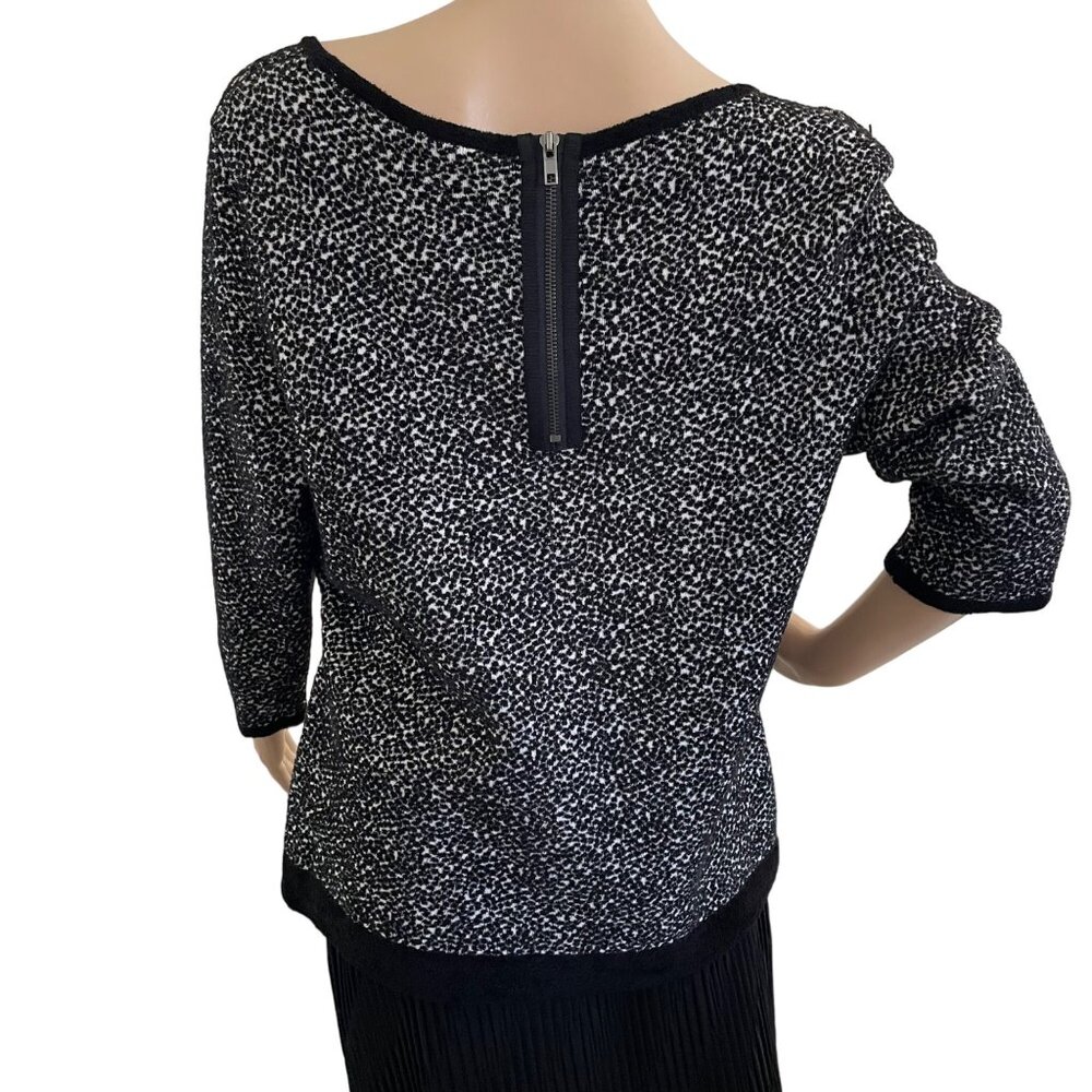 Moth Anthropologie Sweater Size XL Black White Textured Knit Scoop Neck - Picture 5 of 12